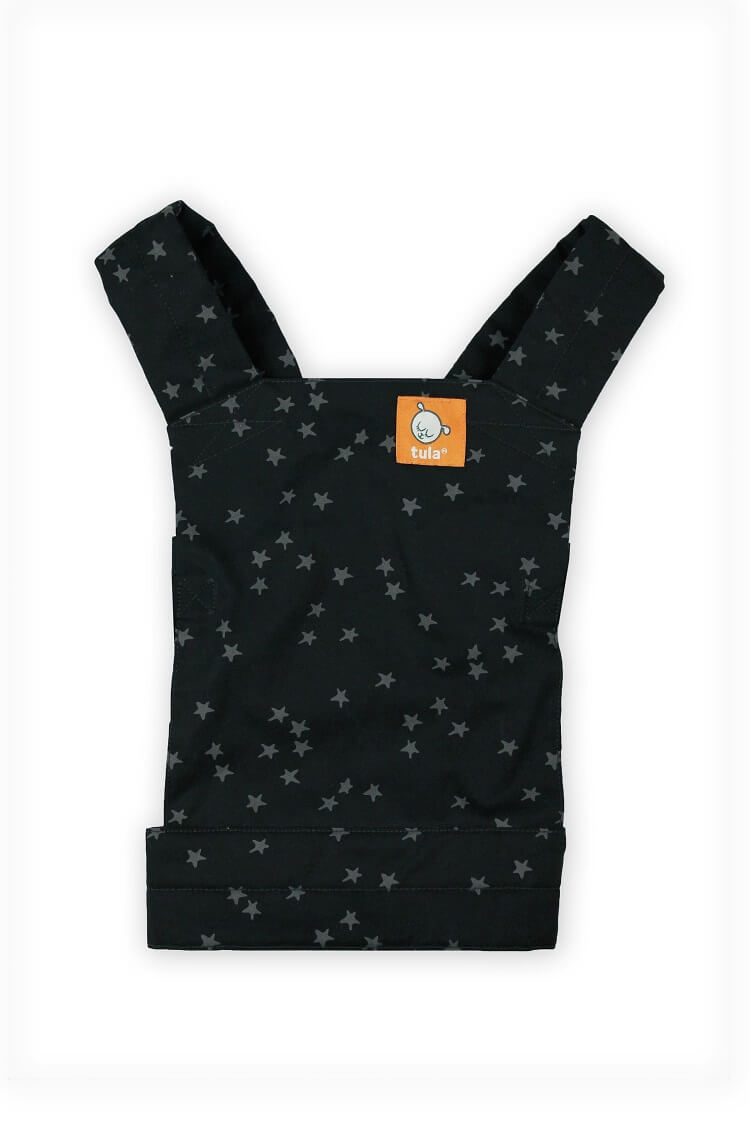 Un porte-poupon Mini noir avec des étoiles grises.