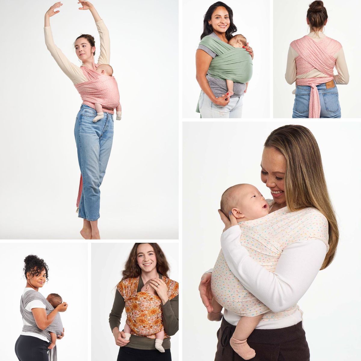 Mama's babydragen hun pasgeboren baby's in Tula Stretchy Wraps