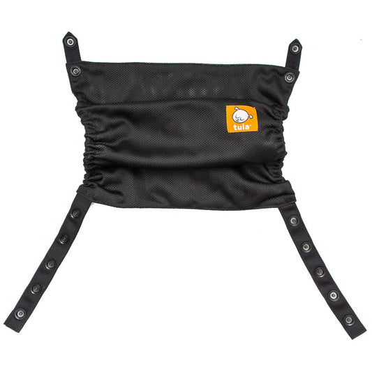 Tula Free-to-Grow e Capuz Half Buckle em malha preta.